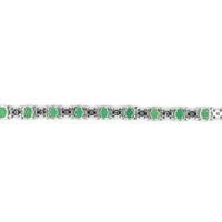 6.11&nbsp;Ct.Tw.Total Carat Weight Emerald and Natural Diamond Tennis/Line Bracelet, Platinum 600 Image