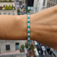 6.11&nbsp;Ct.Tw.Total Carat Weight Emerald and Natural Diamond Tennis/Line Bracelet, Platinum 600 Life Style