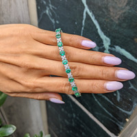 6.11 Ct.Tw.Total Carat Weight Emerald and Natural Diamond Tennis/Line Bracelet, Platinum 600 Life Style