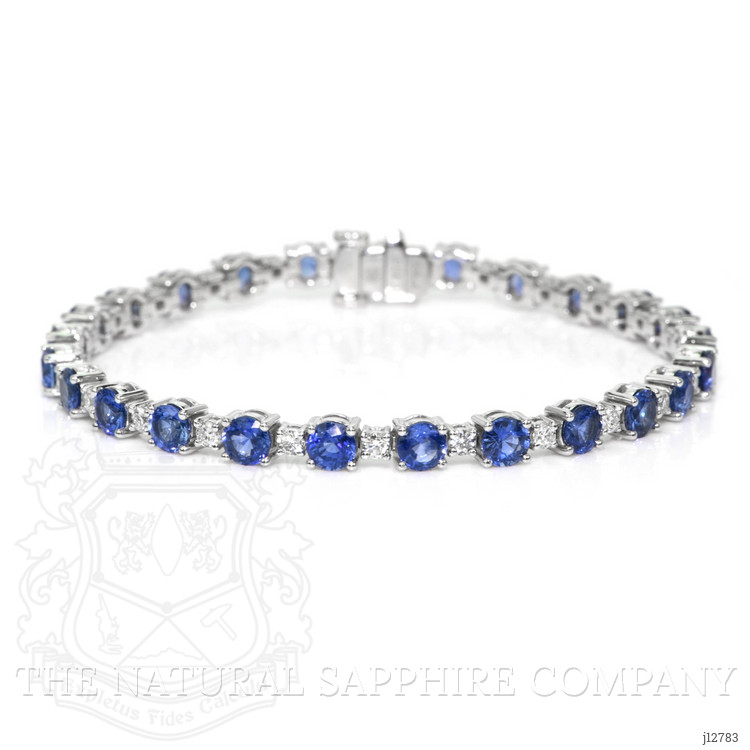 10.30 Ct.Tw. Blue Sapphire and Natural Diamond Tennis/Line Bracelet, Platinum 600