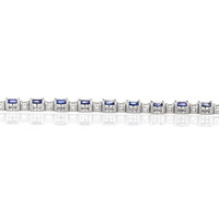 10.30&nbsp;Ct.Tw.Total Carat Weight Blue Sapphire and Natural Diamond Tennis/Line Bracelet, Platinum 600 Image