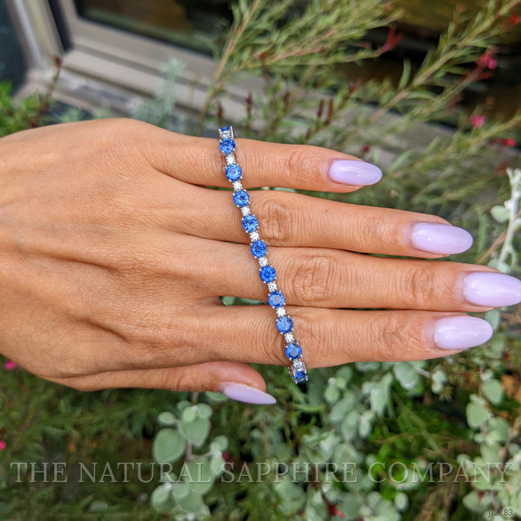 10.30 Ct.Tw. Blue Sapphire and Natural Diamond Tennis/Line Bracelet, Platinum 600