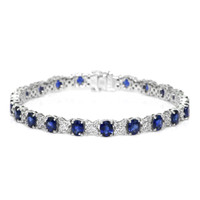 8.90&nbsp;Ct.Tw.Total Carat Weight Blue Sapphire and Natural Diamond Tennis/Line Bracelet, Platinum 600 Video
