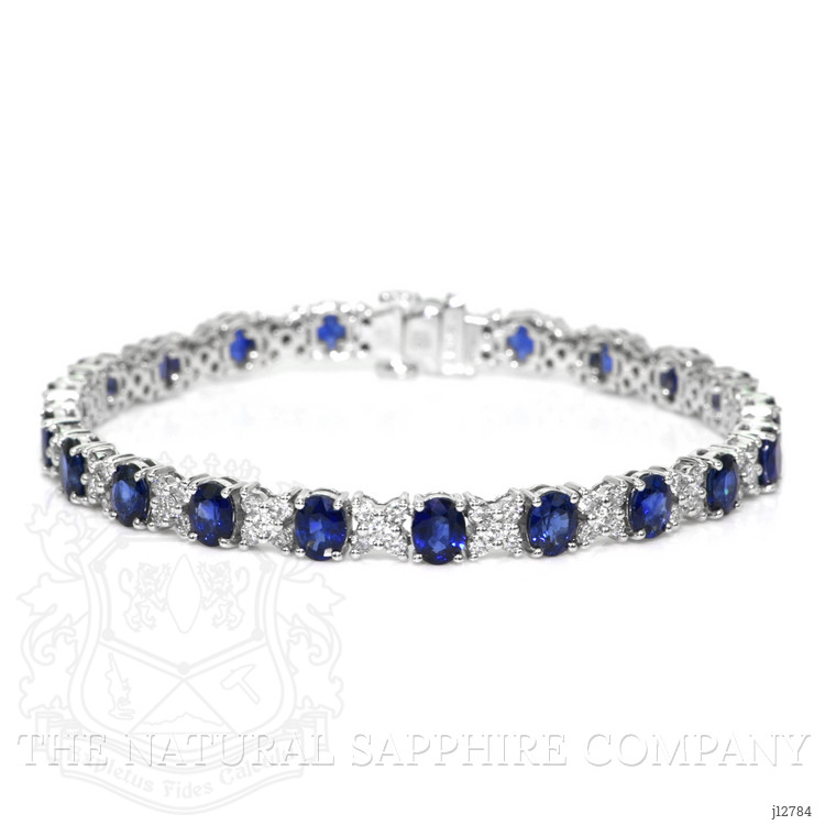 8.90 Ct.Tw. Blue Sapphire and Natural Diamond Tennis/Line Bracelet, Platinum 600