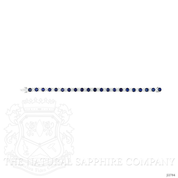8.90 Ct.Tw. Blue Sapphire and Natural Diamond Tennis/Line Bracelet, Platinum 600