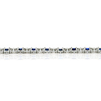 8.90&nbsp;Ct.Tw.Total Carat Weight Blue Sapphire and Natural Diamond Tennis/Line Bracelet, Platinum 600 Image