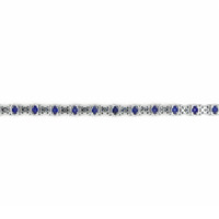 8.90&nbsp;Ct.Tw.Total Carat Weight Blue Sapphire and Natural Diamond Tennis/Line Bracelet, Platinum 600 Image