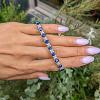 8.90&nbsp;Ct.Tw.Total Carat Weight Blue Sapphire and Natural Diamond Tennis/Line Bracelet, Platinum 600 Life Style