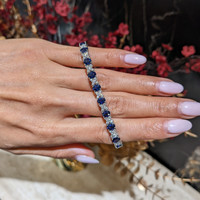 8.90&nbsp;Ct.Tw.Total Carat Weight Blue Sapphire and Natural Diamond Tennis/Line Bracelet, Platinum 600 Life Style