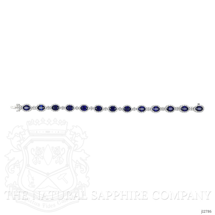 14.09 Ct.Tw. Blue Sapphire and Natural Diamond Tennis/Line Bracelet, Platinum 600