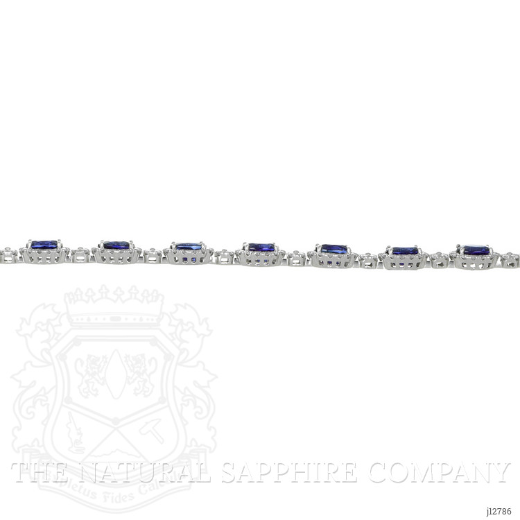 14.09 Ct.Tw. Blue Sapphire and Natural Diamond Tennis/Line Bracelet, Platinum 600