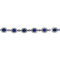 14.09&nbsp;Ct.Tw.Total Carat Weight Blue Sapphire and Natural Diamond Tennis/Line Bracelet, Platinum 600 Image