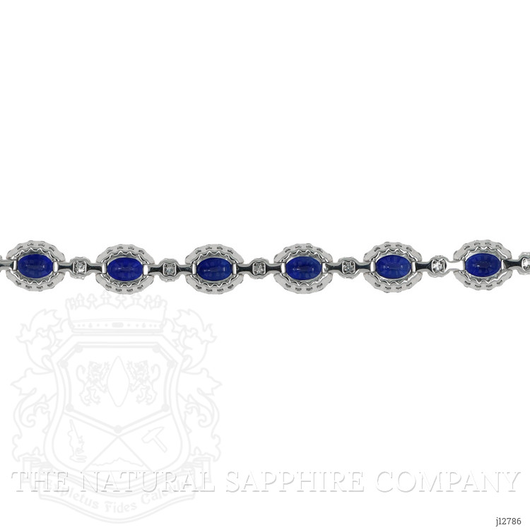 14.09 Ct.Tw. Blue Sapphire and Natural Diamond Tennis/Line Bracelet, Platinum 600