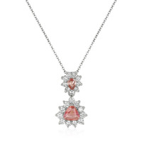 0.87 Ct.Tw.Total Carat Weight Padparadscha Sapphire and Natural Diamond Pave Pendant, Platinum 900 Video