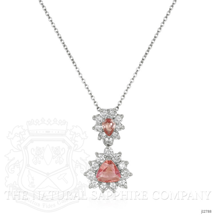 0.87 Ct.Tw. Padparadscha Sapphire and Natural Diamond Pave Pendant, Platinum 900