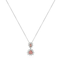 0.87 Ct.Tw.Total Carat Weight Padparadscha Sapphire and Natural Diamond Pave Pendant, Platinum 900 Image