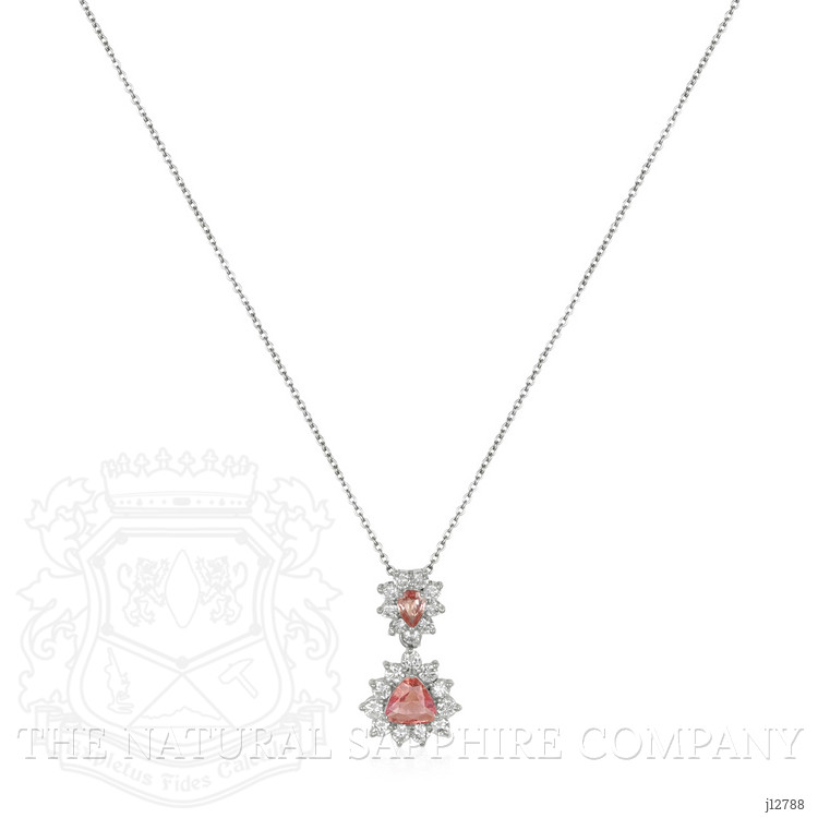 0.87 Ct.Tw. Padparadscha Sapphire and Natural Diamond Pave Pendant, Platinum 900