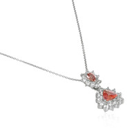 0.87&nbsp;Ct.Tw.Total Carat Weight Padparadscha Sapphire and Natural Diamond Pave Pendant, Platinum 900 Image