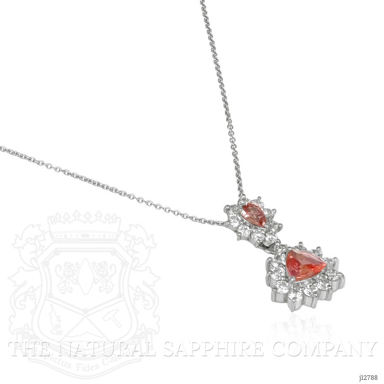 0.87 Ct.Tw. Padparadscha Sapphire and Natural Diamond Pave Pendant, Platinum 900