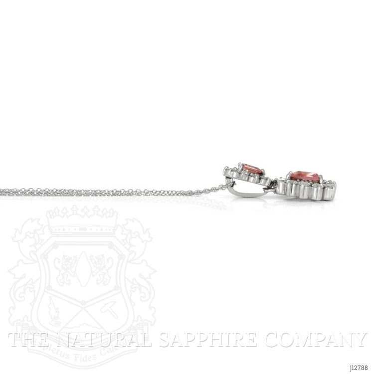 0.87 Ct.Tw. Padparadscha Sapphire and Natural Diamond Pave Pendant, Platinum 900