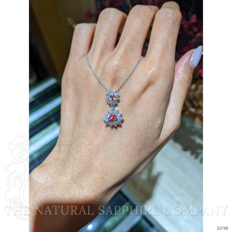 0.87 Ct.Tw. Padparadscha Sapphire and Natural Diamond Pave Pendant, Platinum 900