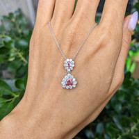 0.87 Ct.Tw.Total Carat Weight Padparadscha Sapphire and Natural Diamond Pave Pendant, Platinum 900 Life Style