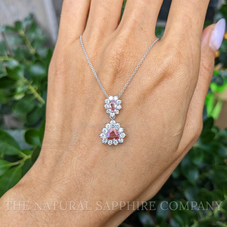 0.87 Ct.Tw. Padparadscha Sapphire and Natural Diamond Pave Pendant, Platinum 900
