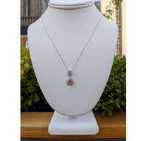 0.87 Ct.Tw.Total Carat Weight Padparadscha Sapphire and Natural Diamond Pave Pendant, Platinum 900 Life Style