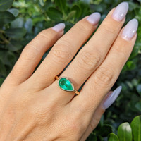 1.65 Ct. Emerald Bezel Ring, 18K Yellow Gold Life Style