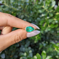 1.65 Ct. Emerald Bezel Ring, 18K Yellow Gold Life Style