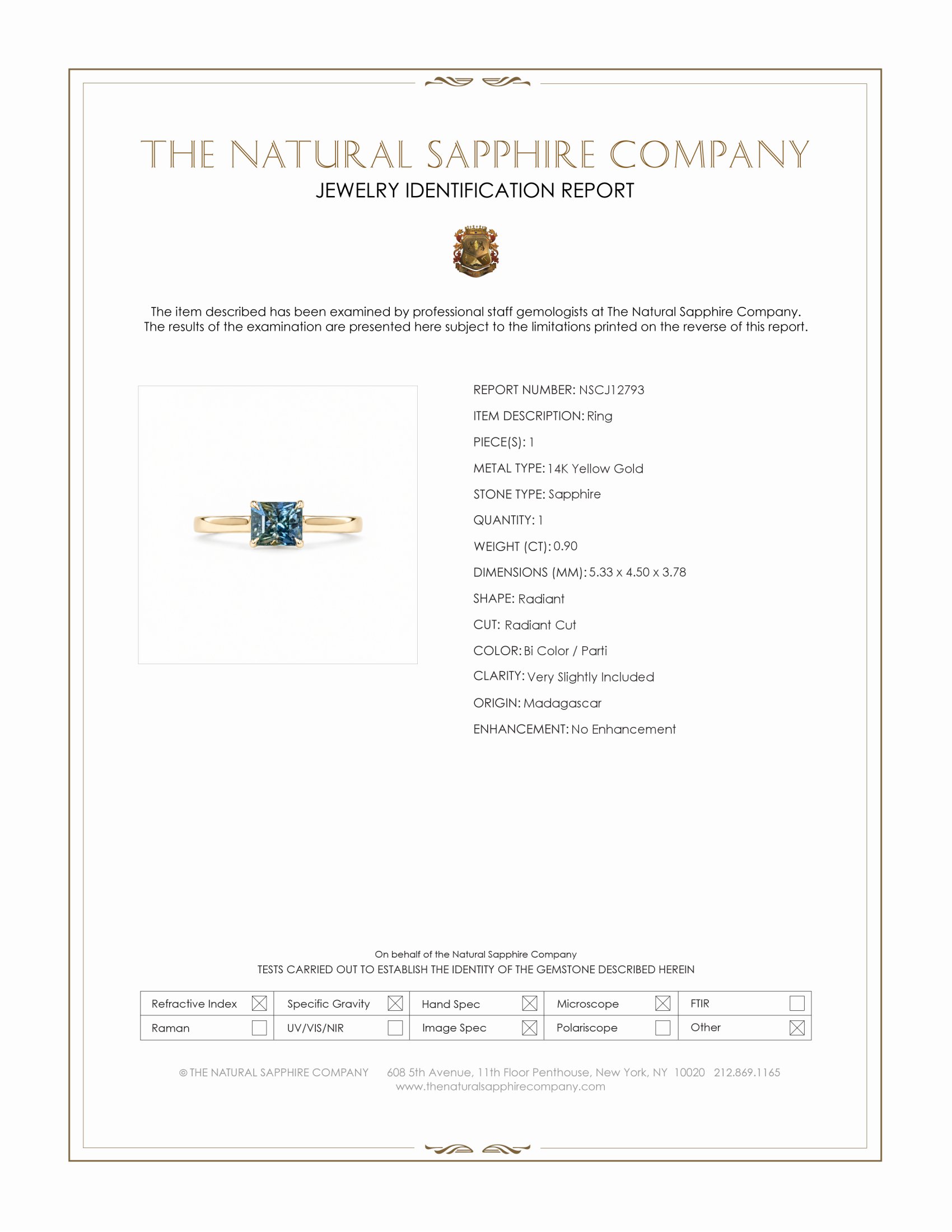 0.90 Ct. Bi Color / Parti Sapphire Solitaire Ring, 14K Yellow Gold