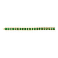 21.77 Ct.Tw.Total Carat Weight Emerald and Natural Diamond Pave Bracelet, 14K Yellow Gold Image