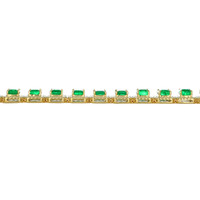 21.77 Ct.Tw.Total Carat Weight Emerald and Natural Diamond Pave Bracelet, 14K Yellow Gold Image