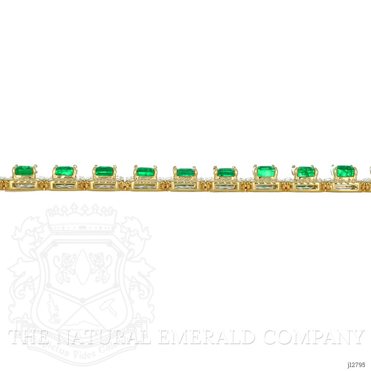 21.77 Ct.Tw. Emerald and Natural Diamond Pave Bracelet, 14K Yellow Gold