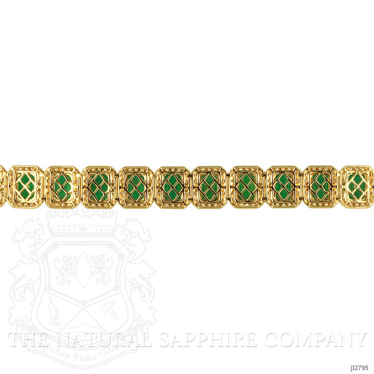 21.77 Ct.Tw. Emerald and Natural Diamond Pave Bracelet, 14K Yellow Gold