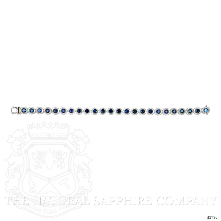 7.00 Ct.Tw. Blue Sapphire and Natural Diamond Accent Stones Bracelet, 14K White Gold
