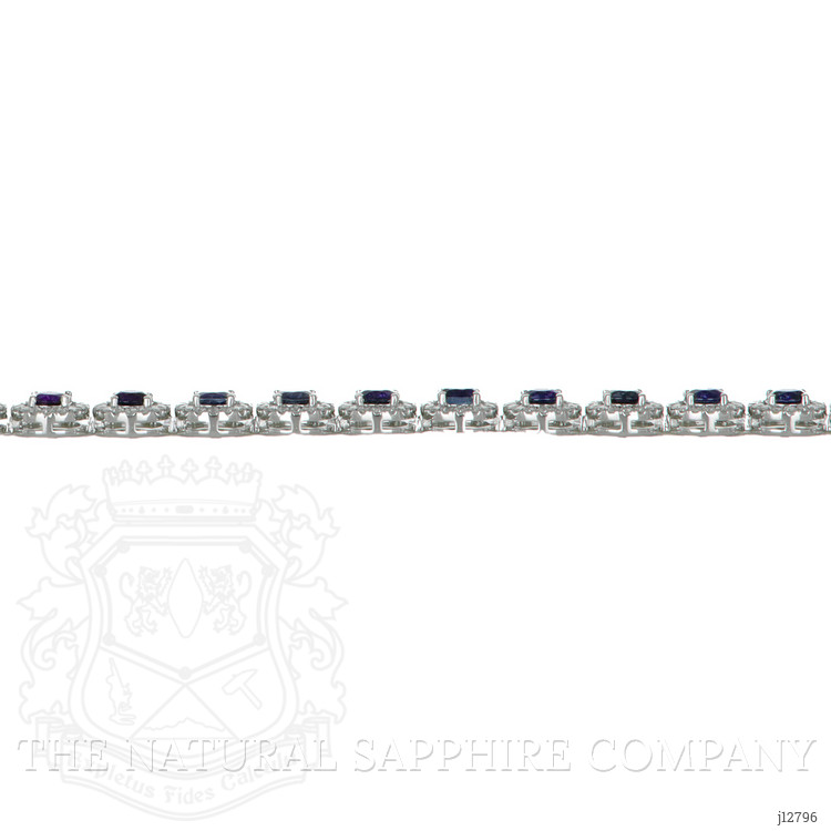 7.00 Ct.Tw. Blue Sapphire and Natural Diamond Accent Stones Bracelet, 14K White Gold
