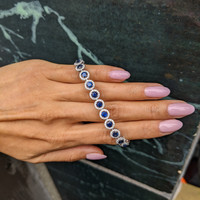 7.00&nbsp;Ct.Tw.Total Carat Weight Blue Sapphire and Natural Diamond Accent Stones Bracelet, 14K White Gold Life Style