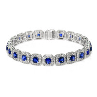 8.23&nbsp;Ct.Tw.Total Carat Weight Blue Sapphire and Natural Diamond Tennis/Line Bracelet, 14K White Gold Video