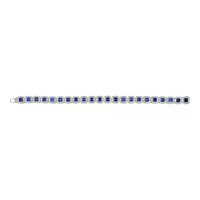 8.23&nbsp;Ct.Tw.Total Carat Weight Blue Sapphire and Natural Diamond Tennis/Line Bracelet, 14K White Gold Image