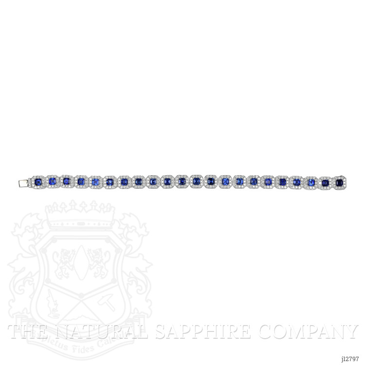 8.23 Ct.Tw. Blue Sapphire and Natural Diamond Tennis/Line Bracelet, 14K White Gold