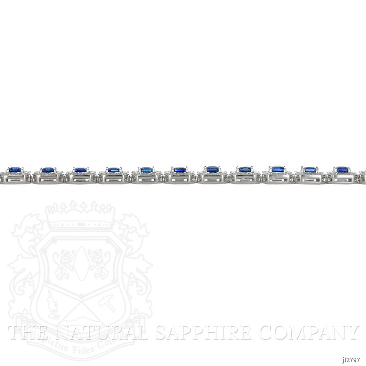 8.23 Ct.Tw. Blue Sapphire and Natural Diamond Tennis/Line Bracelet, 14K White Gold