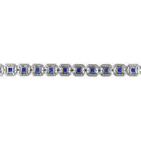 8.23&nbsp;Ct.Tw.Total Carat Weight Blue Sapphire and Natural Diamond Tennis/Line Bracelet, 14K White Gold Image