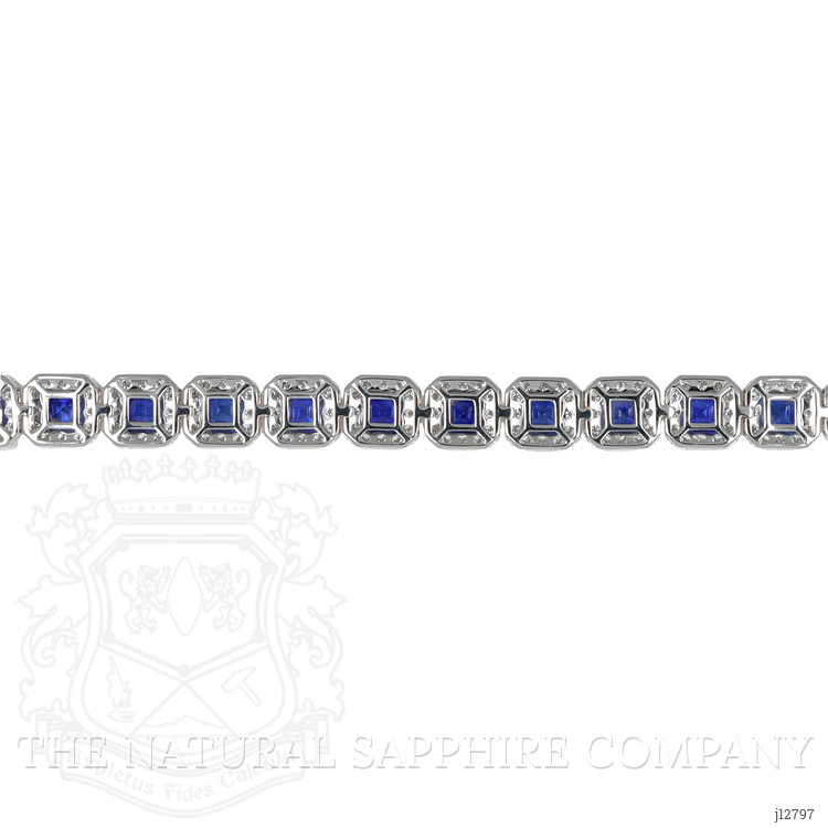 8.23 Ct.Tw. Blue Sapphire and Natural Diamond Tennis/Line Bracelet, 14K White Gold