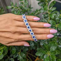 8.23&nbsp;Ct.Tw.Total Carat Weight Blue Sapphire and Natural Diamond Tennis/Line Bracelet, 14K White Gold Life Style