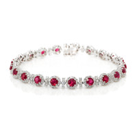 5.84 Ct.Tw.Total Carat Weight Ruby and Natural Diamond Pave Bracelet, 14K White Gold Video