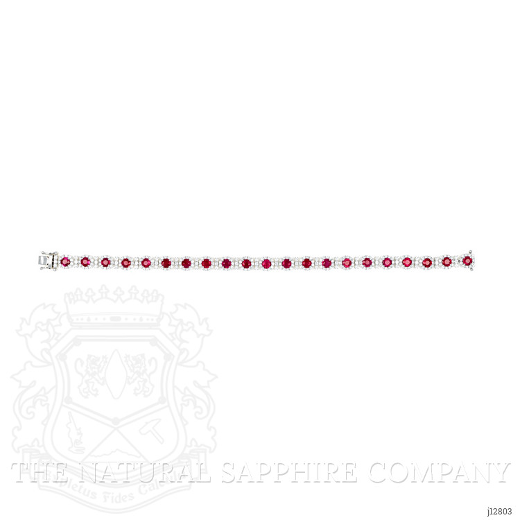 5.84 Ct.Tw. Ruby and Natural Diamond Pave Bracelet, 14K White Gold