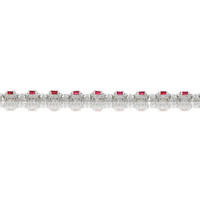 5.84 Ct.Tw.Total Carat Weight Ruby and Natural Diamond Pave Bracelet, 14K White Gold Image