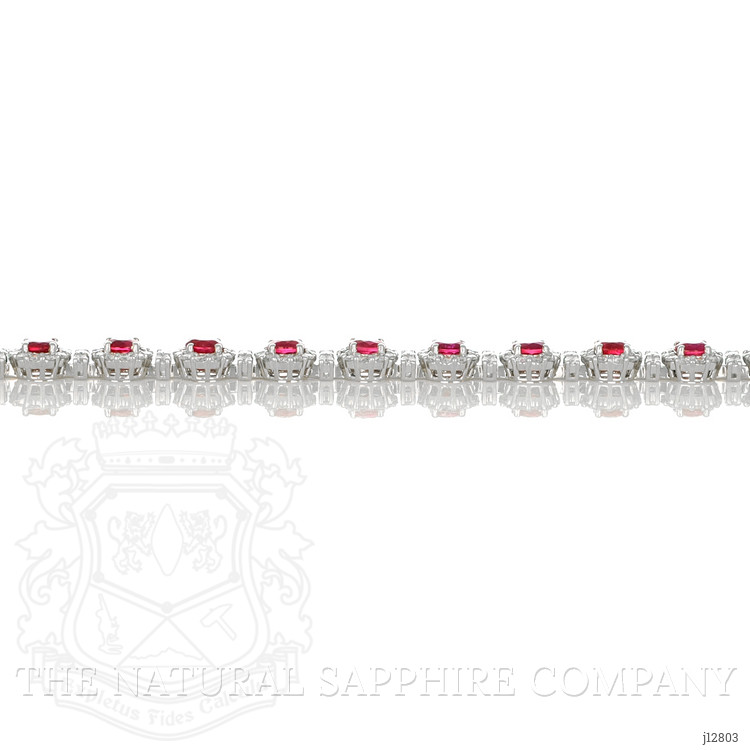 5.84 Ct.Tw. Ruby and Natural Diamond Pave Bracelet, 14K White Gold