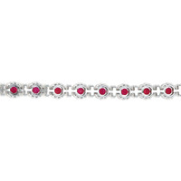 5.84 Ct.Tw.Total Carat Weight Ruby and Natural Diamond Pave Bracelet, 14K White Gold Image